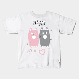 Gifts & Clothing Collection with Cute Cats animals, Pink & Grey Lovely Little Kittens, decoration. Love, Birthday, Anniversary - Gifts Kids T-Shirt